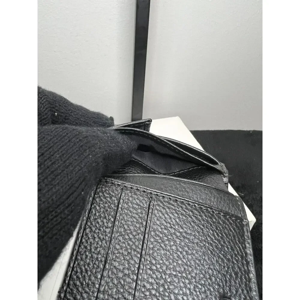 Versace Collection Black Pebbled Leather Bifold Wallet Medusa Auth Box